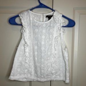 White Floral Tee with Ruffle